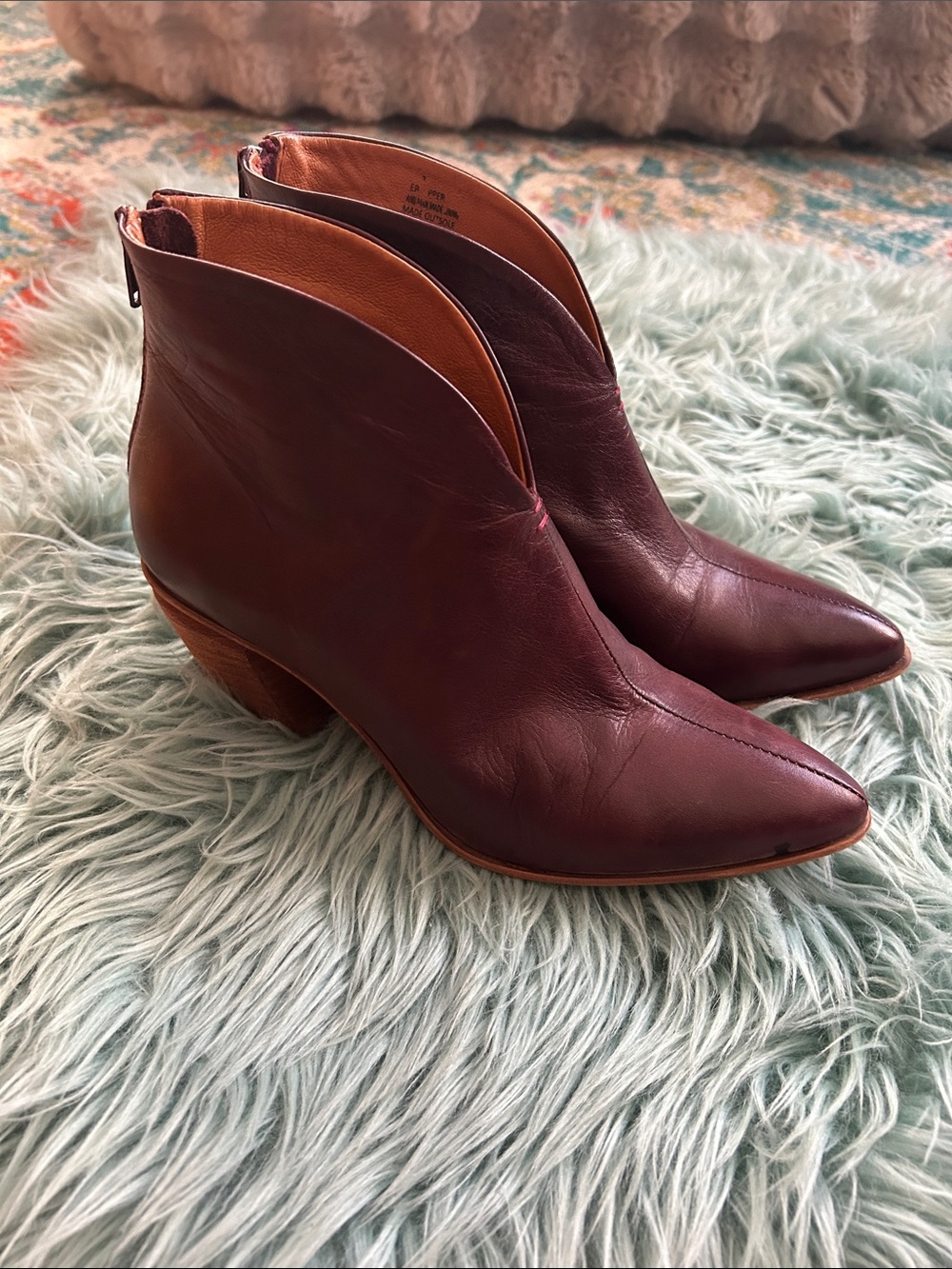 Miz Mooz Jovie Burgundy Leather Ankle Boots